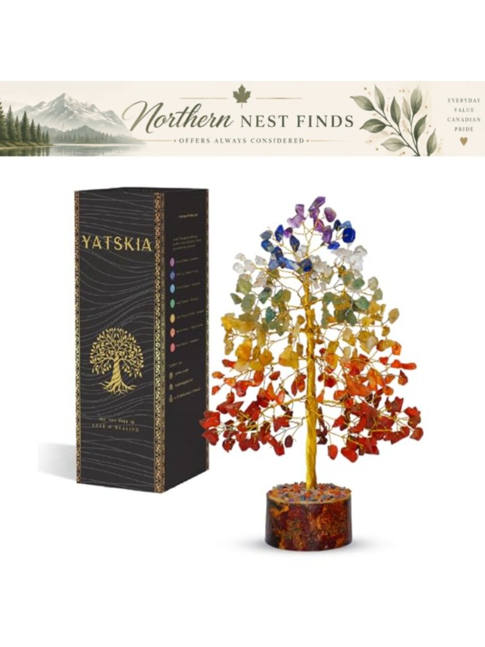 7 Chakra Crystal Tree of Life Healing Gift Set with Necklaces